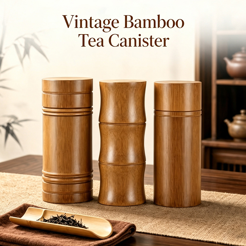 Food Storage With Dividers - Vintage Bamboo Tea Canister Portable Food
